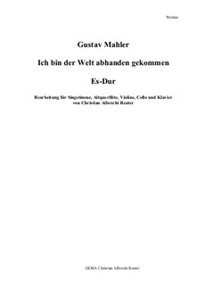 Mahler 'Ich bin der Welt abhanden gekommen' (E-flat major): voice with four instruments